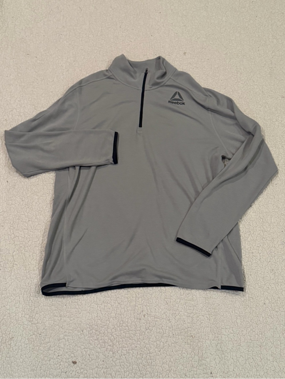Reebok Pullover Mens XL Gray Quarter Zip Lightweight Training Athletic Shirt